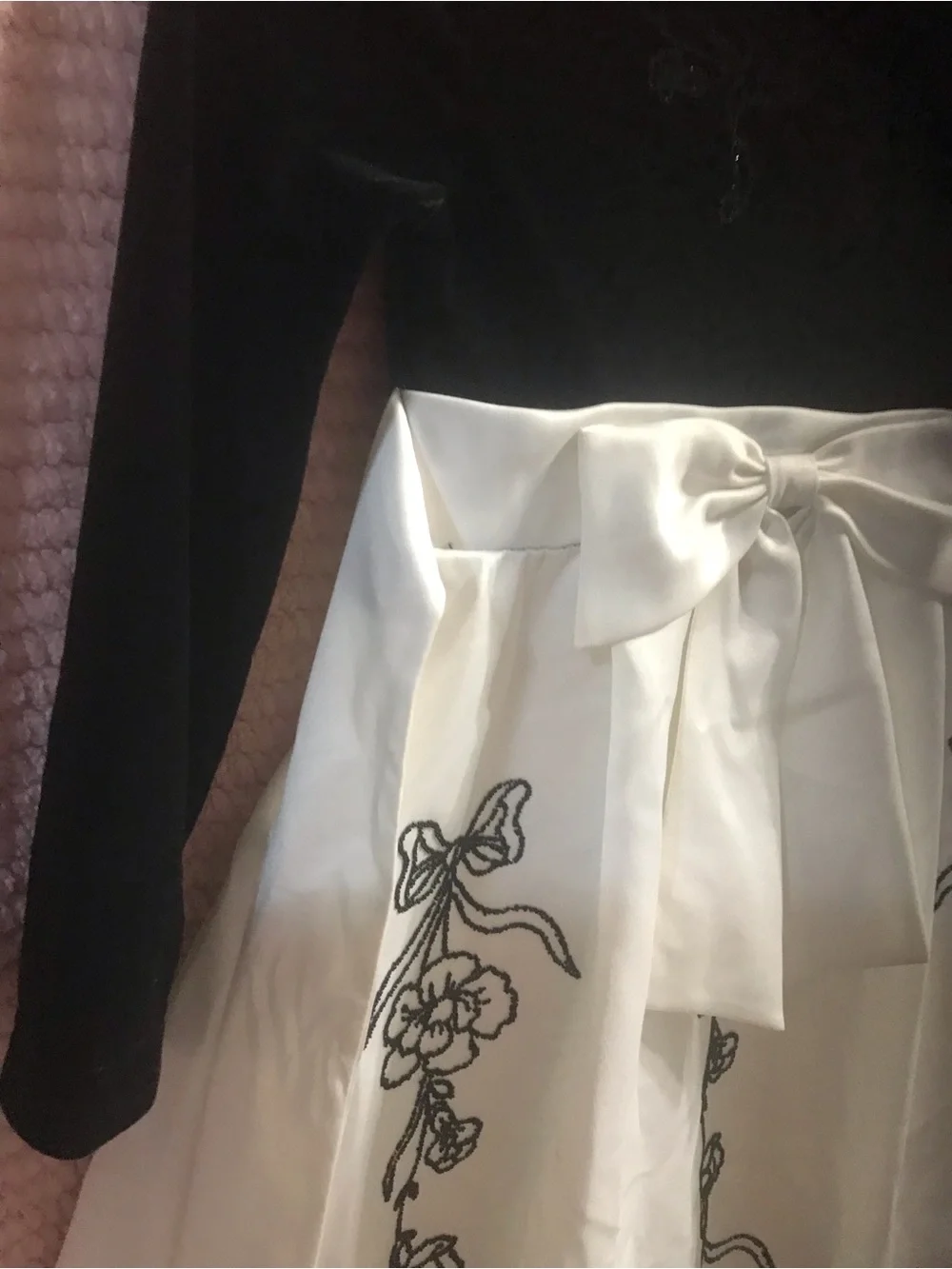 Rare Editions Black and White Embroidered Bow Party Dress